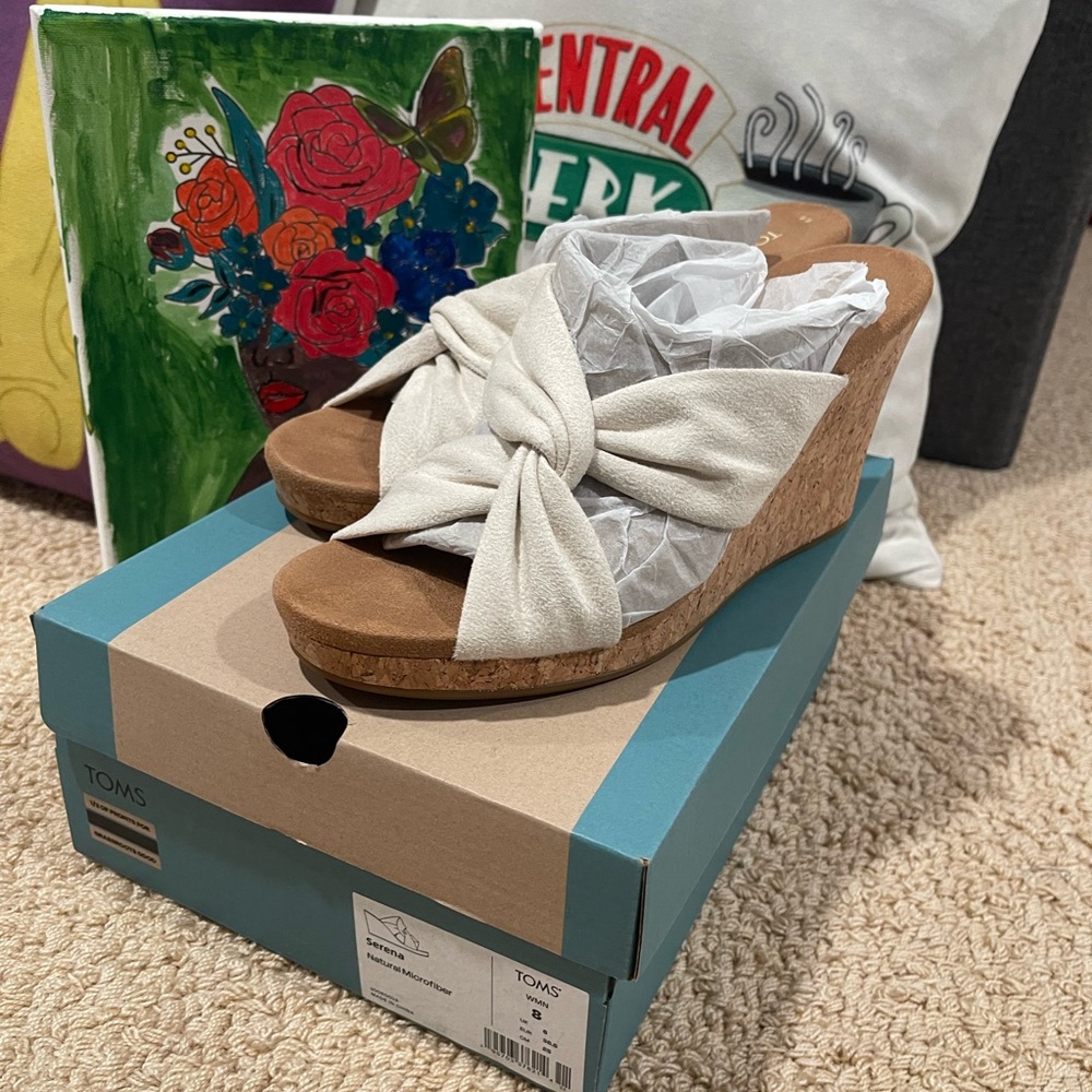 Toms Beige Knotted Wedge Sandals
